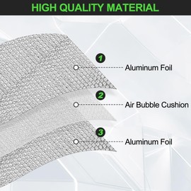 Reflective Insulation Roll 59inch x 10Ft Double Bubble Reflective Aluminum Foil Wrap Insulation Sheet Thermal Shield Radiant Barrier for Winter RV Window Thermal Cold Insulation Summer Heat - Silver