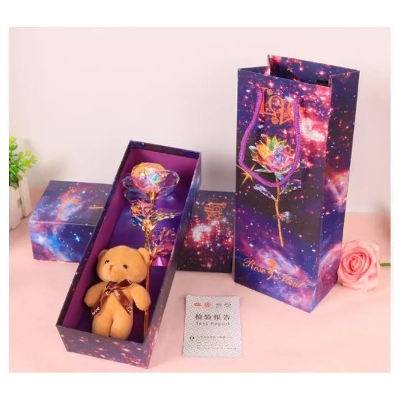Golden Rose Rosa Led Tornasol Regalo Mamá 10 De Mamá