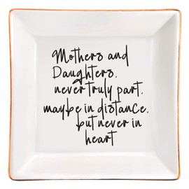 SUNBMO FACEINSE Mother & Daughter Jewelry Dish, Gifts for Mom Birthday, Christmas, Mother's Day, Mothers and Daughters Never Truly Part, Maybe in Distance But Never in Heart