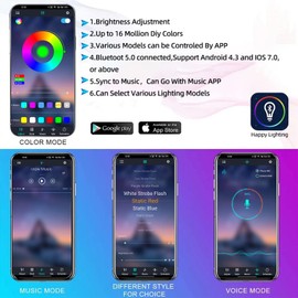 Kairiyard 8PCS Motorcycle Underglow LED Light Kit, App Control Multicolor Motorcycle LED Light Kit Music Sync RGB Strips Light Waterproof for Harley Davidson Honda Kawasaki Suzuki