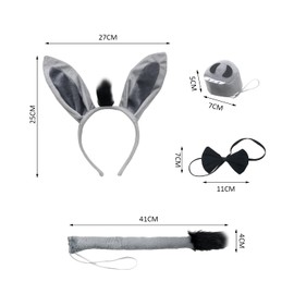 JTMKYO 4 Piece Grey Donkey Costume Set, Donkey Ears and Tail, Animal Costume Accessories, Animal Ear Headband, Donkey Costume, Donkey Headband, Toy Animal