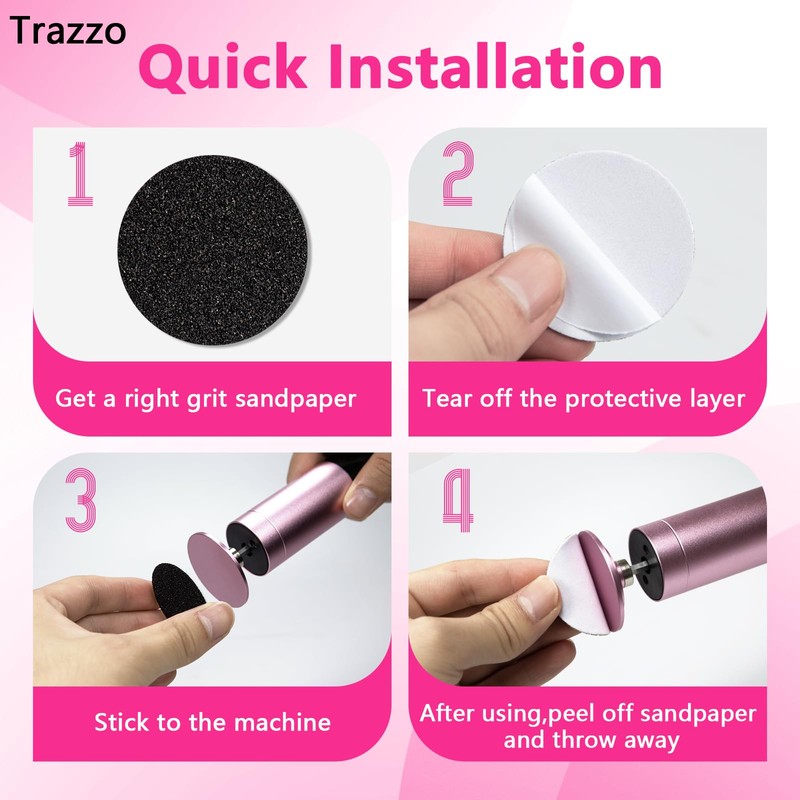 Trazzo Color-Coded Replacement Sanding Discs for Electric Foot File –