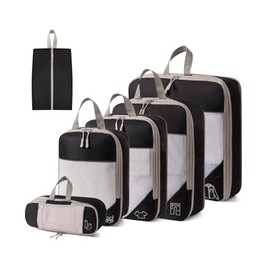 Juego de 6 bolsas organizadoras de viaje con compresión, Organizadores de Viaje para Equipaje con Doble Cierre, Ahorra 50% de Espacio, Impermeable Org
