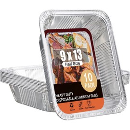 Apprise Deals 10 Large Aluminium Foil Trays Deep (32x26x7 cm) - Tin Foil Trays Containers for BBQ, roasting, baking, broiling, and cooking (3500ml)