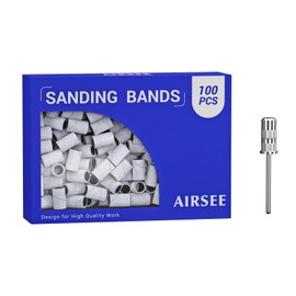 AIRSEE Sanding Bands for Electric Nail Drill 100 Piece Set 180 Grit Medium Acrylic File Attachments Professional 1 Sander Mandrel Bit Beauty Salon Accessories Manicure and Pedicure Finger Callus Zebra