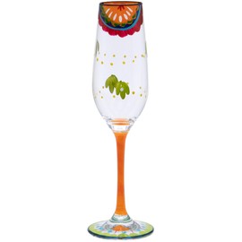 Maturi Hand Painted Patterned Champagne Flute, 220ml, Gift Boxed