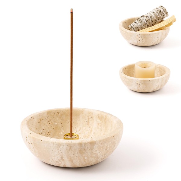 WORHE Travertine Incense Holder, Natural Marble Incense Holder for Sticks