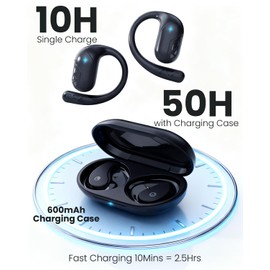 munash Open Ear Headphones, Bluetooth Headphones V5.4 Wireless Sport Earbuds with Charging Case, IP54 Waterproof 50H Playtime Lightweight Design Fit for Cycling, Running, Walking, Workout