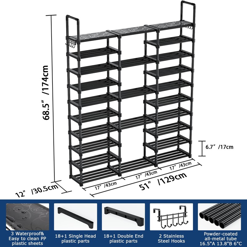 Mavivegue 10 Tiers Shoe Rack Tall Shoe Organizer Shoe Storage
