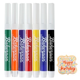 Bakerpan Food Coloring Markers, Standard Tip Edible Markers for Cookie Decorating, Edible Colored Ink Pens - Set of 7 (Made in USA)