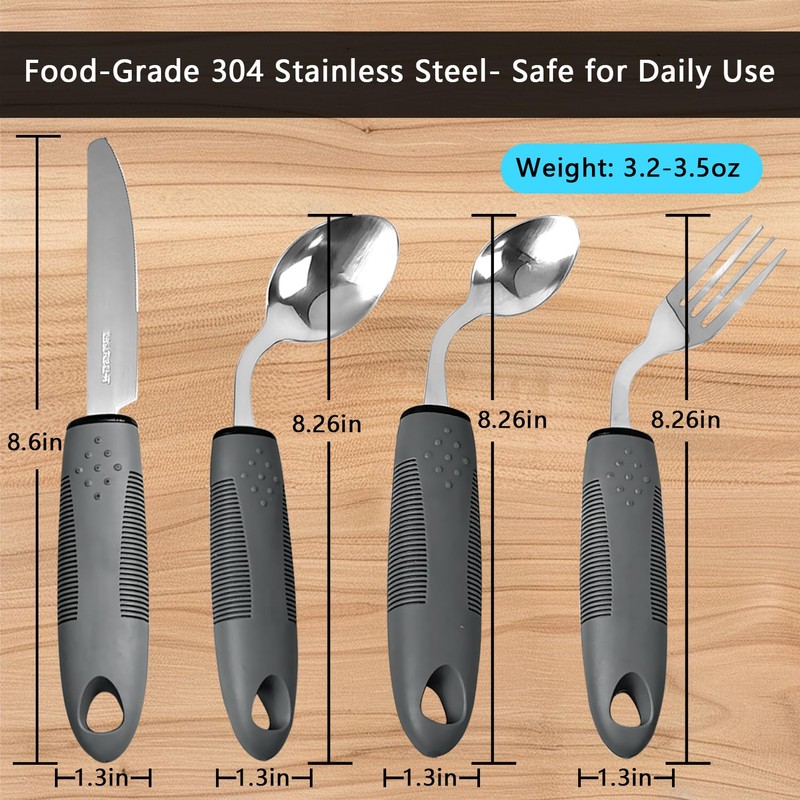 Weighted Adaptive Utensils, 4 Pcs Adaptive Utensils for Hand Tremors
