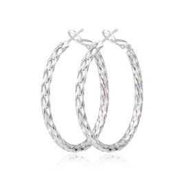 Geveay Silver Hoop Earrings for Women Lightweight 925 Sterling Silver Hoop Earrings Hypoallergenic Big Large Lightweight Twisted Silver Earrings for Women 30/40/50MM