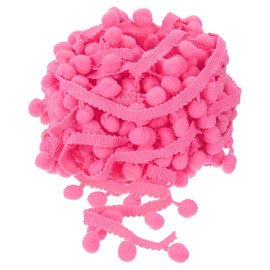 uxcell 10 Yards Pom Pom Ball Fringe Trim, Ribbon Sewing Accessory DIY Crafts for Home Curtain Clothes Pillow Decoration (12mm, Pink)