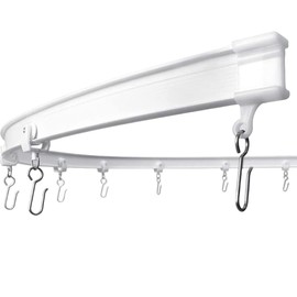 Ceiling Curtain Track,10ft Curved Curtain Rail,Room Divider Ceiling Track,for Curtains Rail Ceiling Wall Mount for L Shape U Shape Bay Windows,White RV Curtain Track,for Living room/Bedroom/Shower