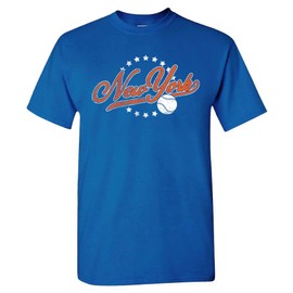 New York Baseball Vintage Men's Fan T-Shirt (Royal Shirt, 3XL)