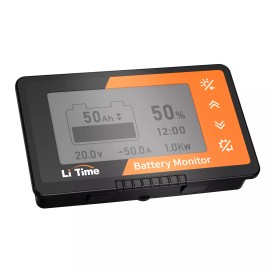 LiTime Battery Monitor with Shunt 500A 8V-120V for RV Solar LCD Display Capacity