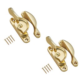 TERF® Traditional Vintage Polished Brass Sash Window Lock Catch Latch Fitch Fastener With Fixing Screws For Wood Aluminium UPVC Vinyl Frames - Pack of 2