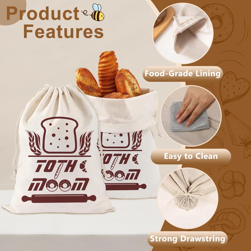 TOTHEMOOM Reusable Bread Bags for Homemade Bread（6 Pack） - 2