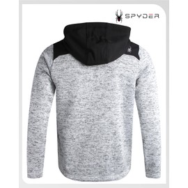 Spyder Men's Sweater Fleece Jacket - Lightweight Insulated Performance Full Zip Hooded Outdoor Jacket for Men (Sizes: S-XXL), Size Small, Stone