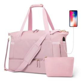For New Fitness Duffel Bag with USB Port Waterproof & Durable Zipper Closure for Weekend Travel and Makeup Use in Stockcolor: Purple
