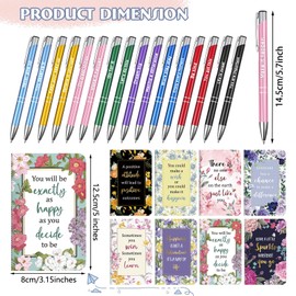 Funrous 32 Pcs Motivational Quote Pens Inspirational Notepads Mini Journal with Ballpoint Pen Small Notebooks Gift Set for Men Women Coworkers, Adult Party Favors Prizes Gift Bulk(Motivational)