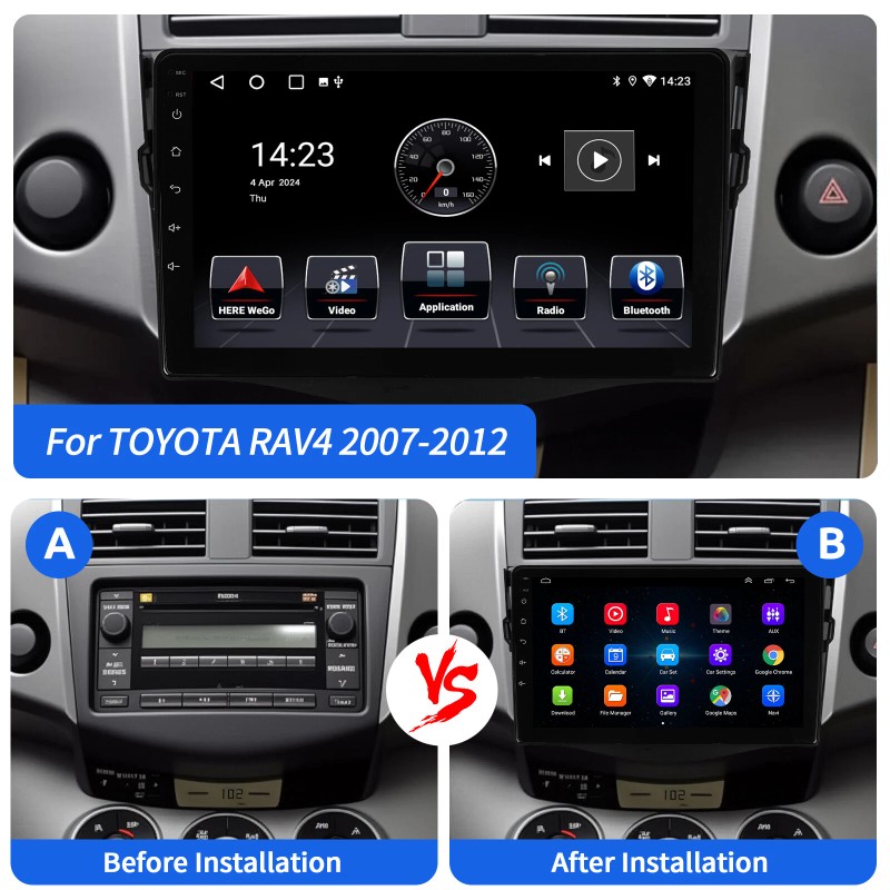 ESSGOO For Toyota RAV4 2007-2012 9" Carplay Android13 Car Stereo