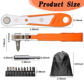 DERJDISF Magnetic Ratchet Wrench - 14 Piece Angle Screwdriver 1/4 Mini Ratchet Pocket Ratchet Set with High Torque & Low Profile with Extension Rod and Storage Bag