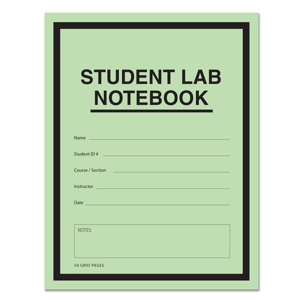 BookFactory Student Lab Notebook (Scientific Grid Format) 8.5" x 11" - 50 Pages (1 Pack) Saddle-Stitched - Green Cover (LAB-050-7GSS (Lab Notebook))
