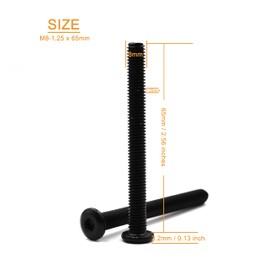 binifiMux 10pcs M8 x 65mm Black Rivet Countersunk Socket Cap Allen Bolts Rivet Screws Furniture Connecting 304 Stainless Steel