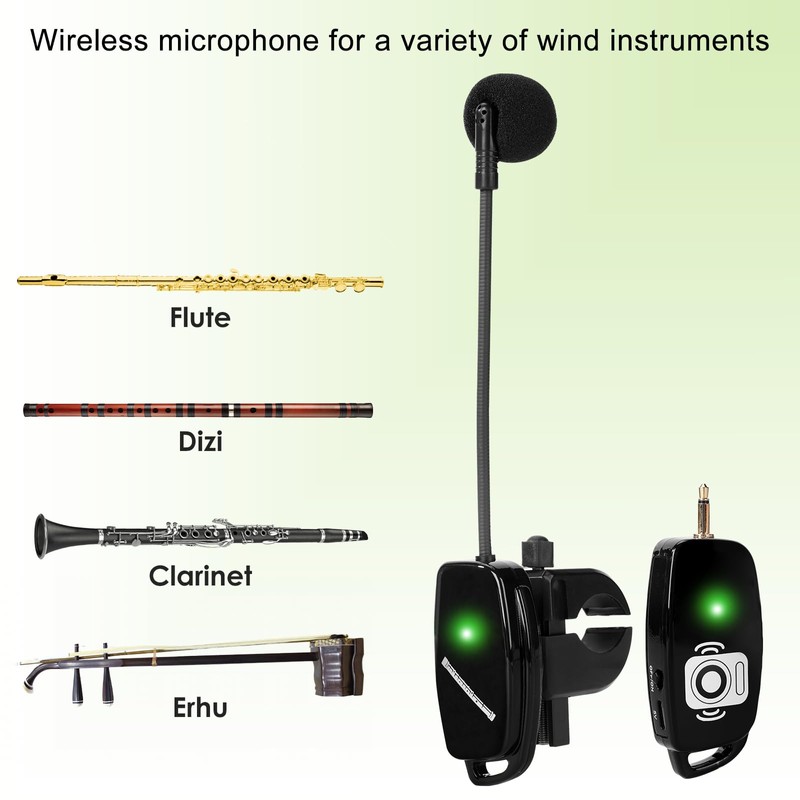 SAYTINAI Wireless Flute Microphone for Instrument System: 2.4G Cordless Professional