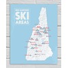 New Hampshire Ski Resorts Map 11x14 Print (White & Light