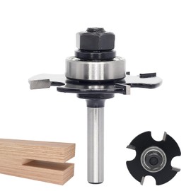Akylin Transverse Groove Bit, T-Shaped, 4-Blades, Trimmer Bit, 0.2-inch (6 mm) Shaft, Bearings, Slot Cutter, Joint Cutter, Carbide Blade, Router Bit Cutting Depth 0.6 inches (14.3 mm), Groove Bit, For