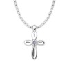Birthstone Swirl Cross Sterling Silver Pendant - June, with 18