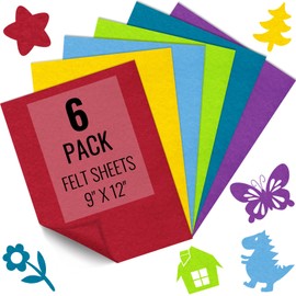 6PCS Felt Fabric Sheets 9" x 12" - 1.6mm Thick Soft Assorted Color Felt for Craft Sewing DIY Patchwork Art Projects Decorations (Rainbow Series)