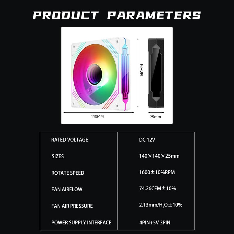 Jungle Leopard Prism14PRO 140 mm A-RGB PWM PC Fan (White,