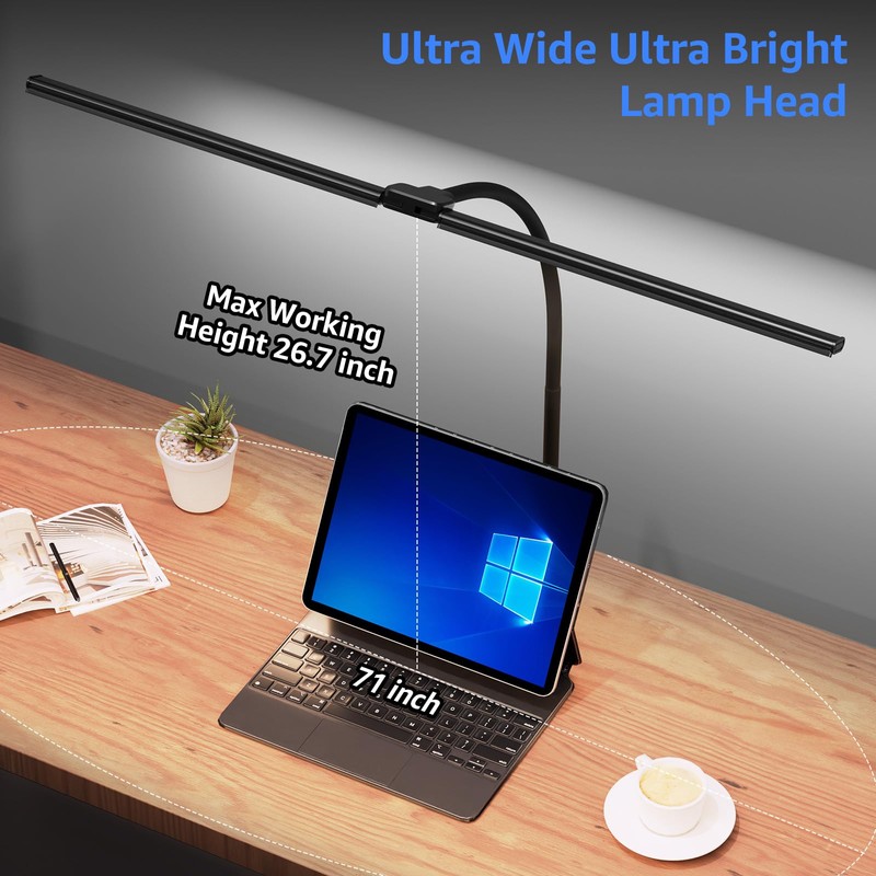 ShineTech LED Desk Lamp for Home Office, 5000K Bright Double