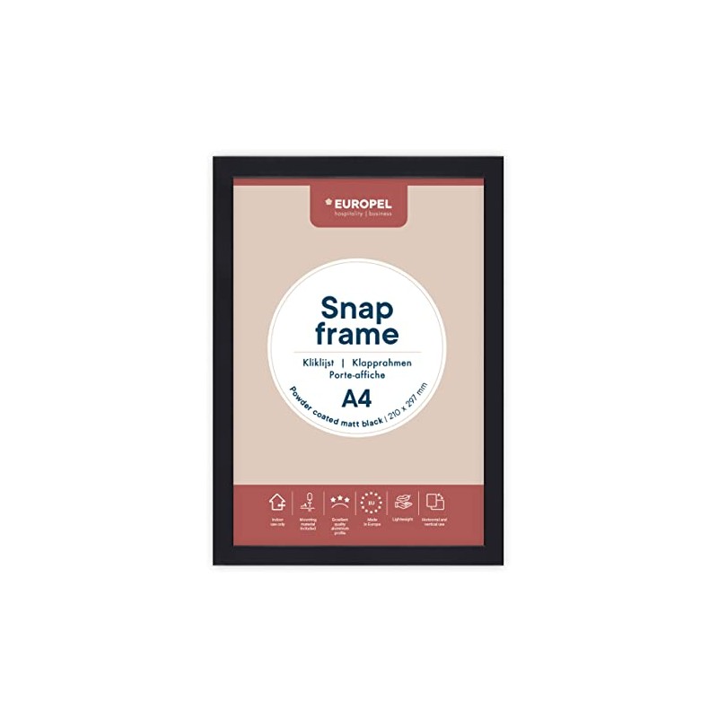 Europel lightweight folding frame DIN A2 matt black powder-coated, easy-click