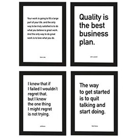 PicsonPaper, Set of 4 Business Quotes Unframed A4 Poster Quotes by Jeff Bezos, Steve Jobs, John Lasseter and Walt Dinsey, Startup, Entrepreneur, Motivation