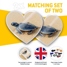 2 x Heart Stickers 7.5 cm - Small Baby Green Sea Turtle Fun Decals for Laptops,Tablets,Luggage,Scrap Booking,Fridges, #3329