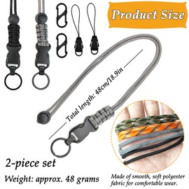 CHENNAN Pack of 2 Key Chains Paracord Neck Strap with Removable, Long Lanyard Polyester Lanyard, Collar Key Ring for Keys, ID Card Holder, Men and Women (A2)