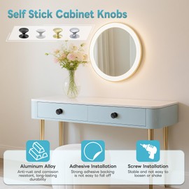 YogePote Self Adhesive Cabinet Knobs, Aluminum Alloy Self-Stick Drawer Pull Handles for Sliding Glass Door, Cabinet, Cupboard, Dresser, Closet, Window - Stick On No-Drilling Drawer Knobs (2, Black)