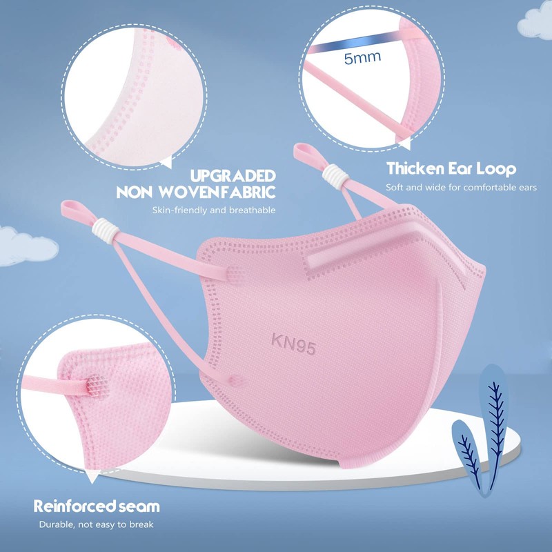 WWDOLL Kid KN95 Face Mask 50 Pack, 5-Layers Breathable KN95