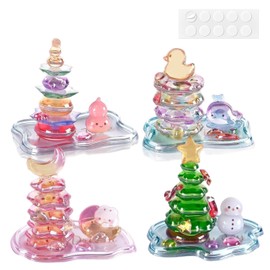 4 PCS 3D Relief Puffy Stickers, Kawaii Aesthetic Decor, 4 Styles Mixed, Dual-Use DIY Ornaments for Water Bottle, Scrapbook, Laptop, Room, Office & Mini Desktop Decoration Kit (4PCS)