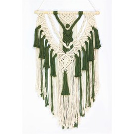 BMIDRUT Macrame Woven Wall Hanging Tapestry Boho Wall Art Handmade Macrame Tapestry for Wedding Bedroom Living Room Background Wall 17x30 Inch