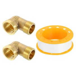 sourcing map 2 Pcs 90 Degree Elbow, 3/4 Inch Male x 3/4 Inch Female Brass Right Angle Pipe Fitting, Connector for Fluid Gas Fuel Oil Pipe, 54x37mm