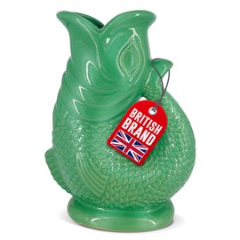 Gurgle Glug Jug The Bubble Jug® Ocean Green 50 fl oz 1.5L Litre Extra Large Pitcher - Fish Shaped Jug - Decorative Ceramic Glugging Cocktail, Water and Gin Vase and Gurgling Carafe Pot