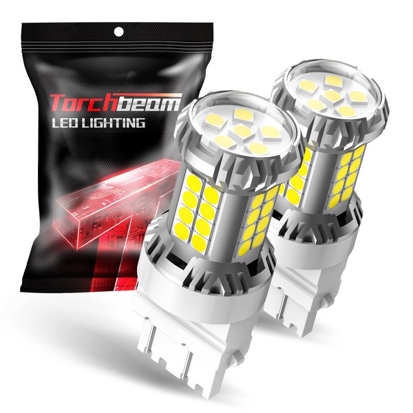 Torchbeam 3157 3156 LED Bulb Reverse Lights 6000K White, 600% Brighter 3056 3057 4057 4157 LED Light for TailLight, Backup light, DRL, Brake Parking Signal Light, Non-polarity, 38-SMD Upgrade