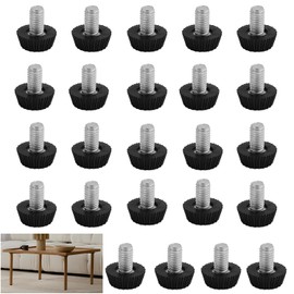 Belvanr Pack of 24 Adjustable Furniture Feet, M6 x 10, Screw Feet, for Furniture, Chairs, Tables, Sofa, Cabinet Legs
