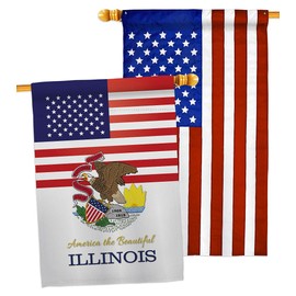 Americana Home & Garden US Illinois House Flag Pack Regional States American Territories Republic Country Particular Area Applique Decoration Banner Small Garden Yard Gift Double-Sided, Made in USA
