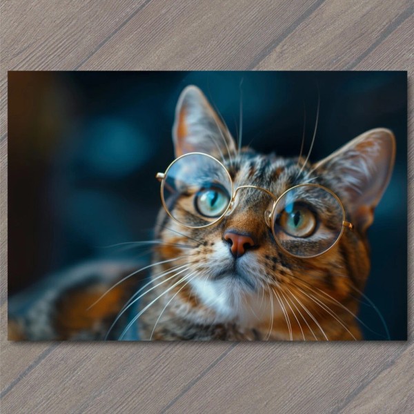 FLATCARD Cat with Glasses Fun Cute Colorful Kitty Unusual Animal